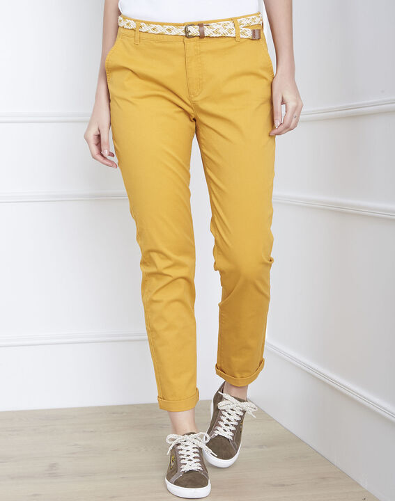 Pantalon jaune chino ceinture fantaisie Francis | 1-2-3 Pantalon jaune chino ceinture fantaisie Francis PhotoZ | 1-2-3