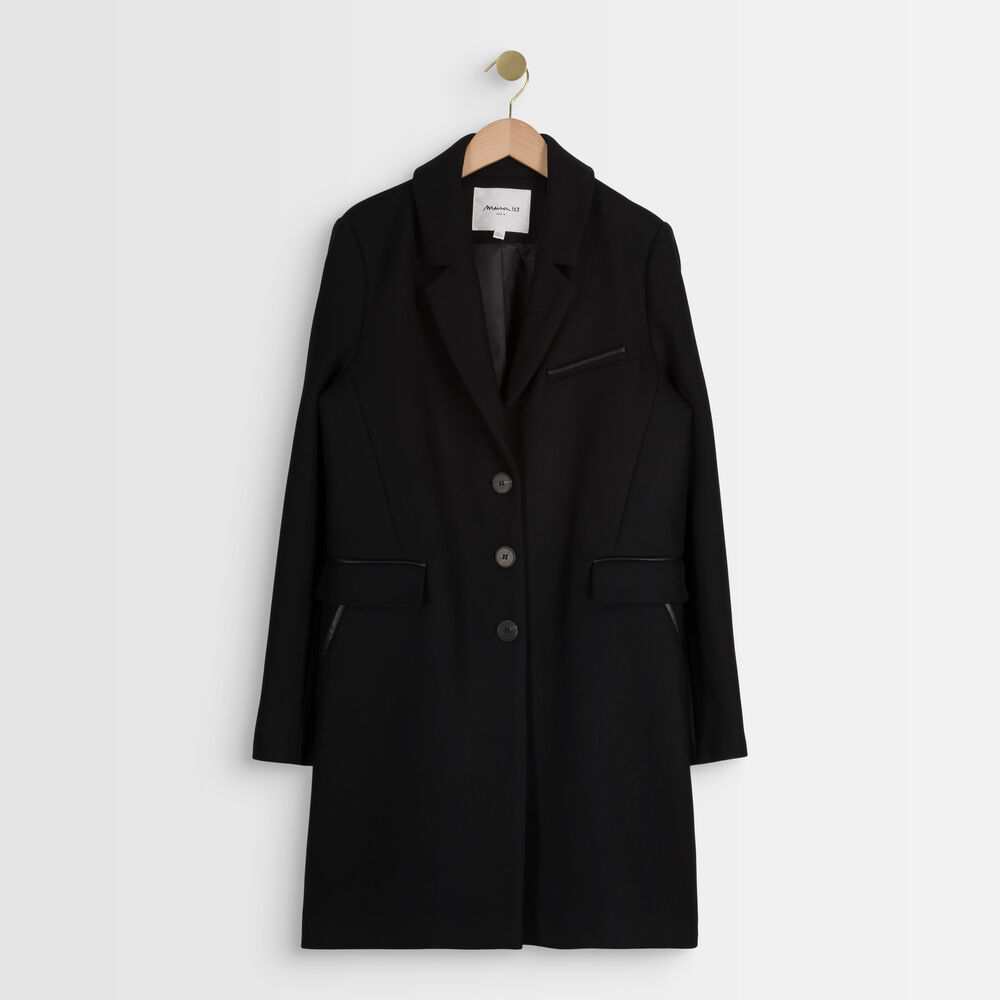 Manteau en laine recyclée noir plume bis noir.