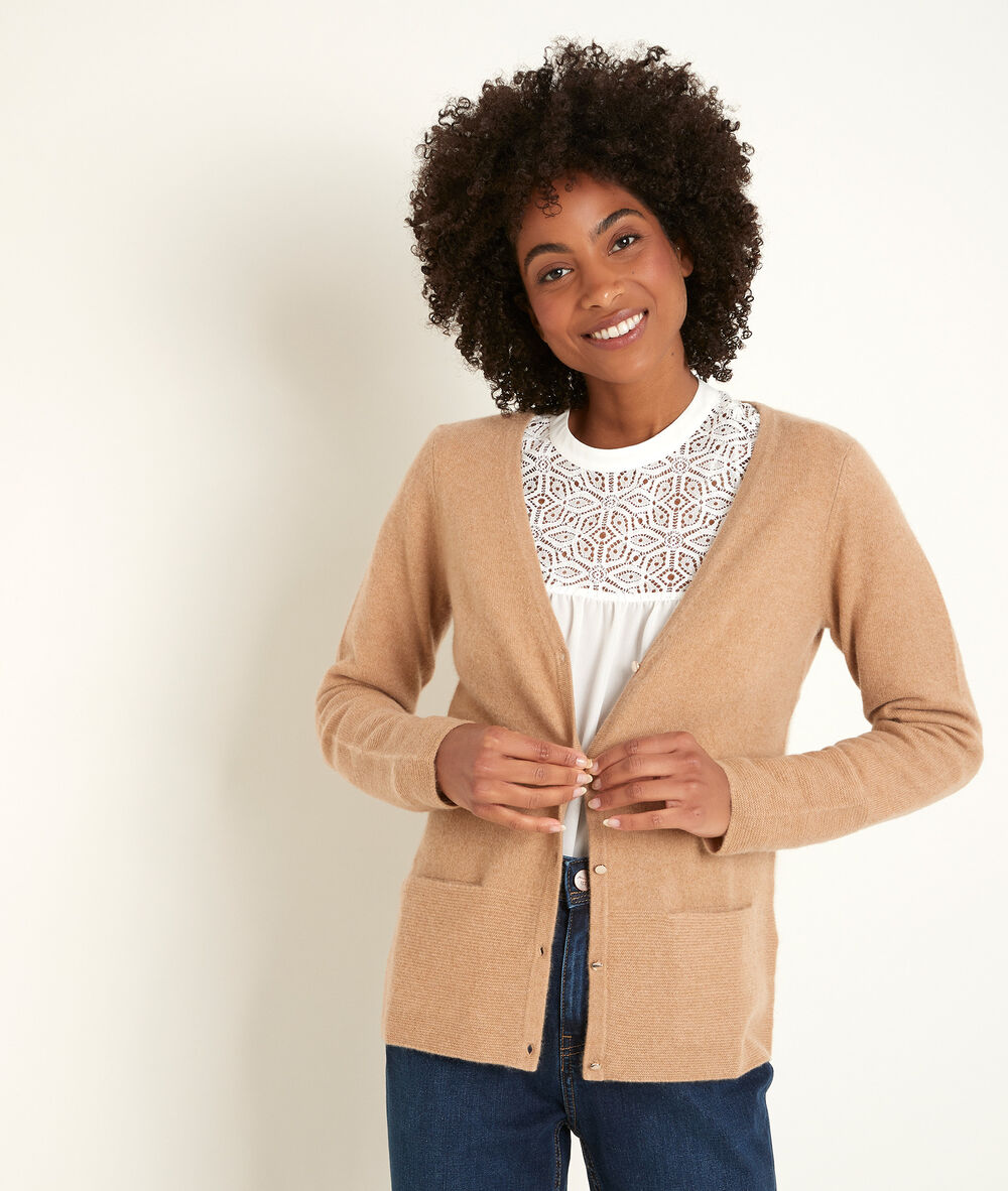 Gilet havane en cachemire robin havane.