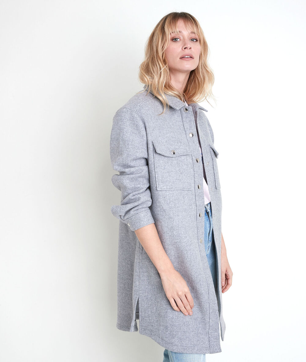 Surchemise en laine fantaisie jenny gris chine.