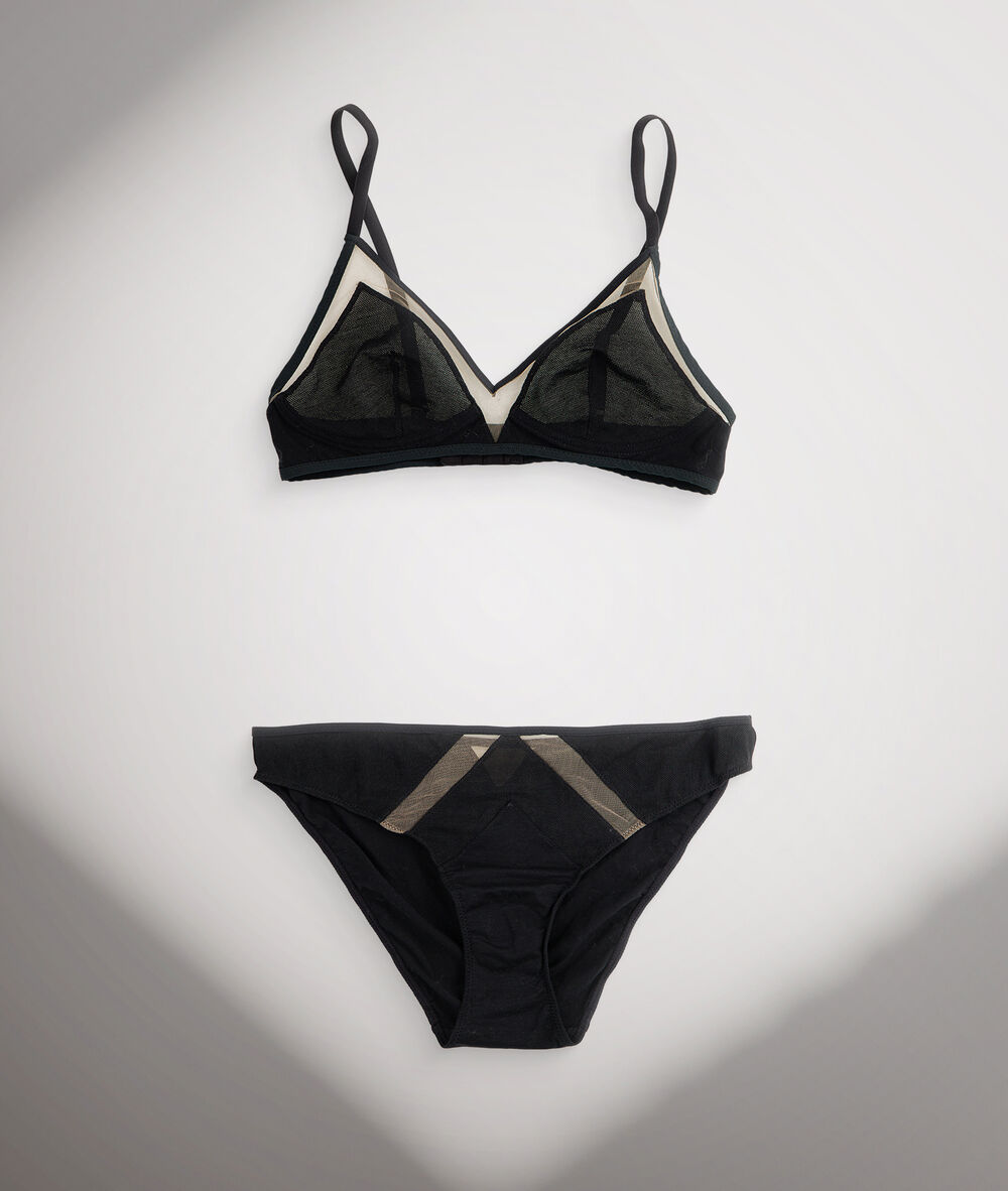 Soutien-gorge triangle en tulle coton gots noir rachel noir.