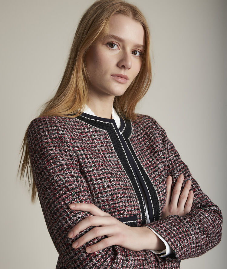 Veste en tweed ludivine fraise.
