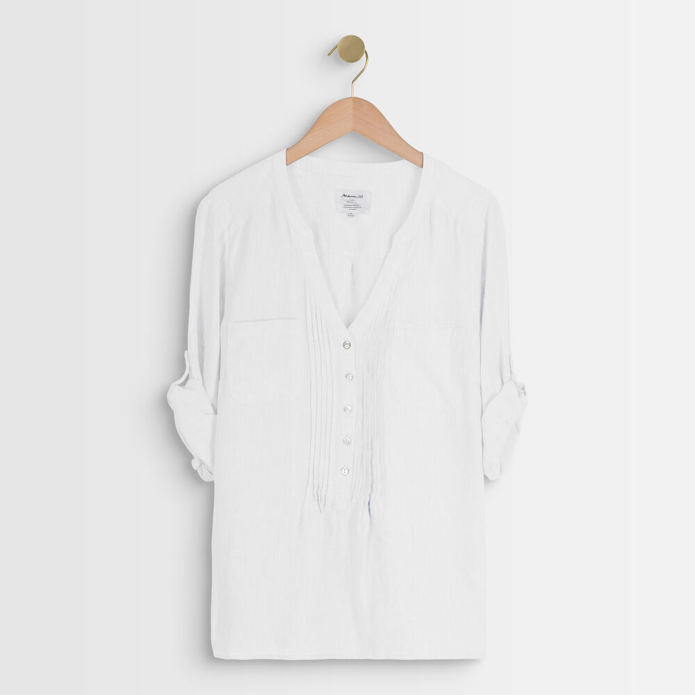 Blouse en lin blanche roma blanc.
