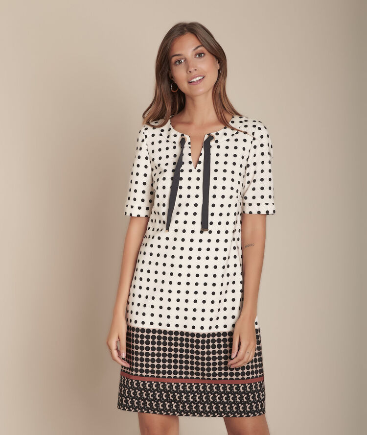 Beiges kleid p&uuml;nktchenmuster iliane camel.