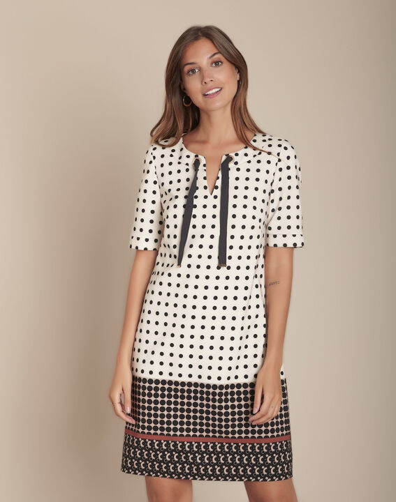 Robe beige imprimé pois Iliane | 1-2-3 Robe beige imprimé pois Iliane PhotoZ | 1-2-3