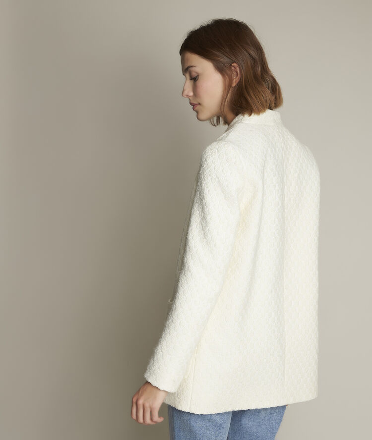 Veste longue dame ecru.