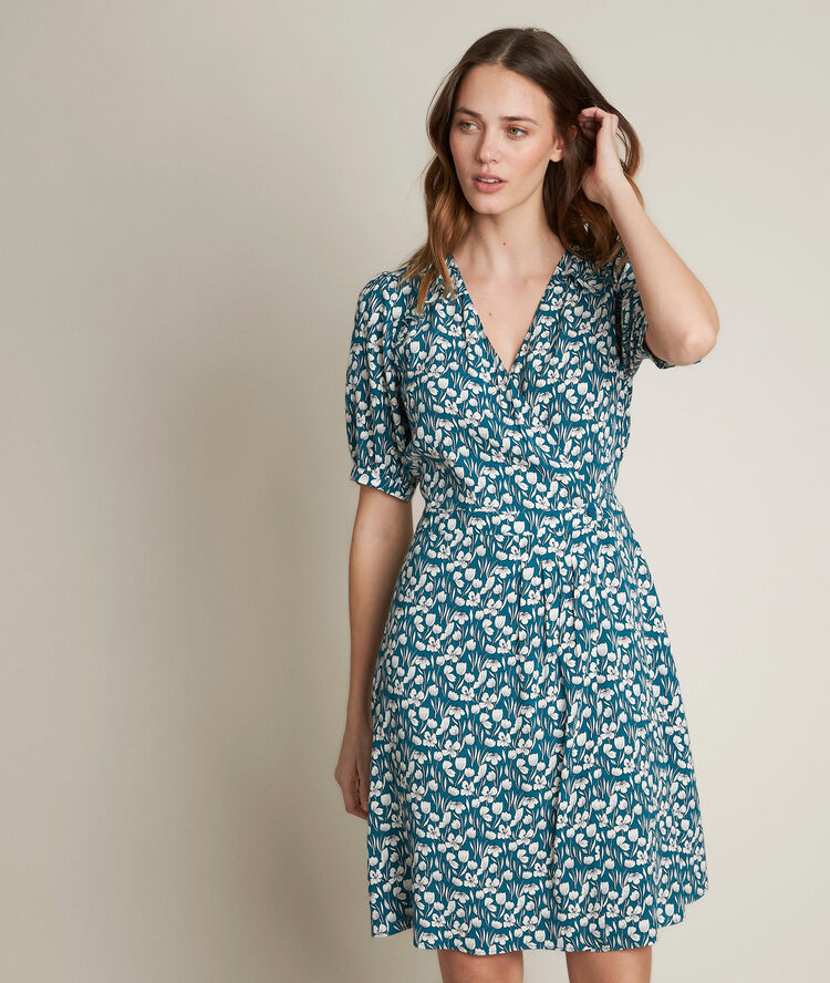 Robe imprim&eacute;e constance turquoise.