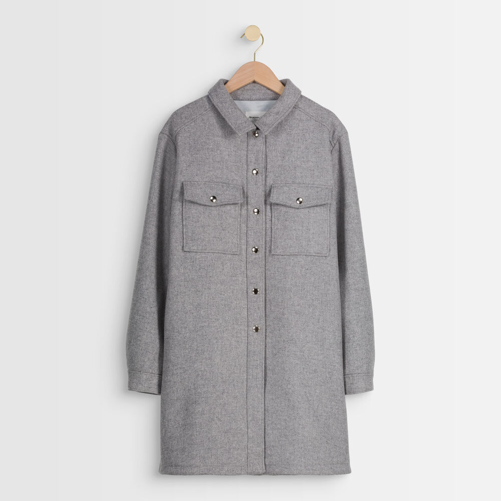 Manteau en laine fantaisie jenny gris chine.