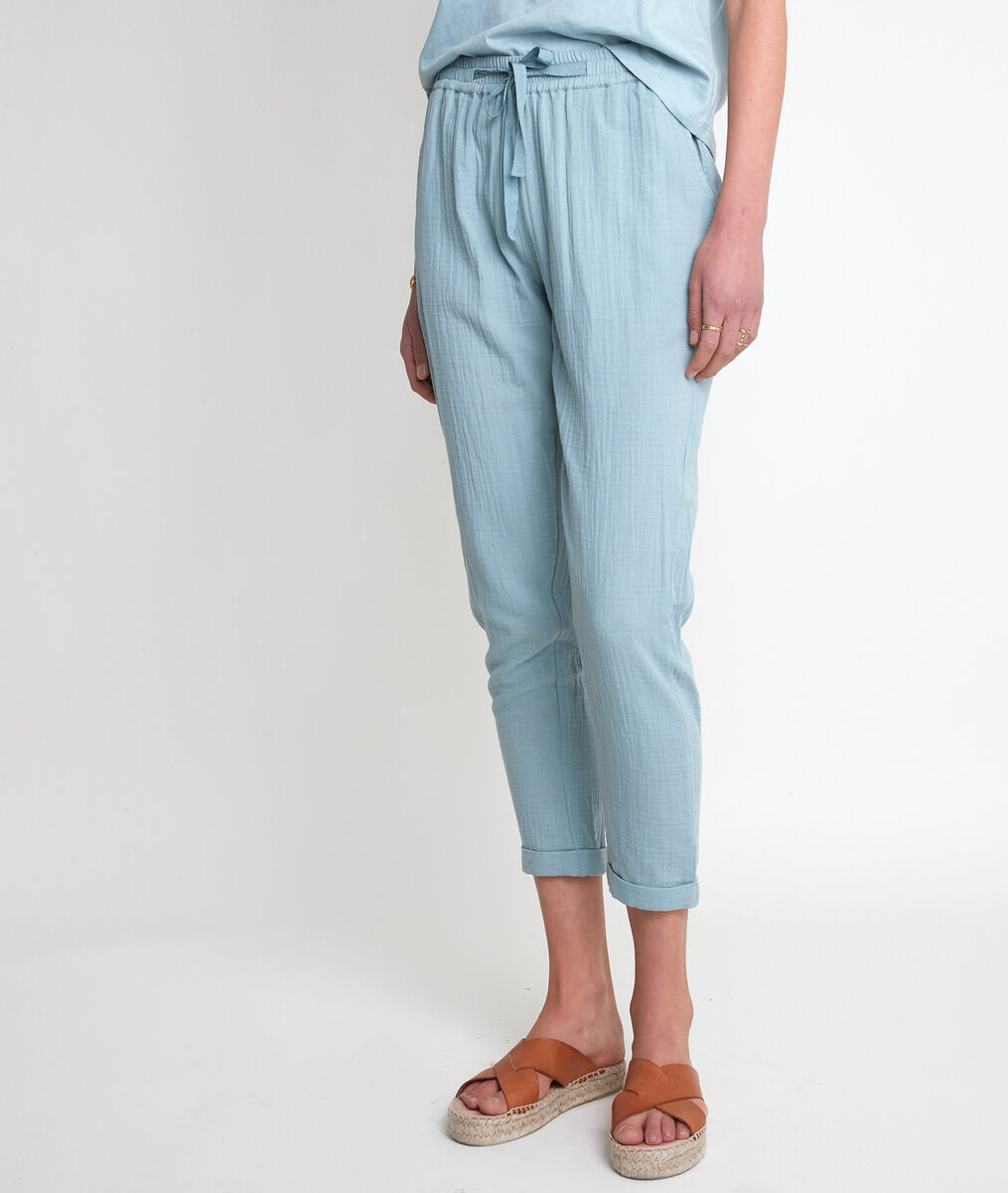 Pantalon en coton cigarette céladon Frahim | 1-2-3 Pantalon en coton cigarette céladon Frahim PhotoZ | 1-2-3