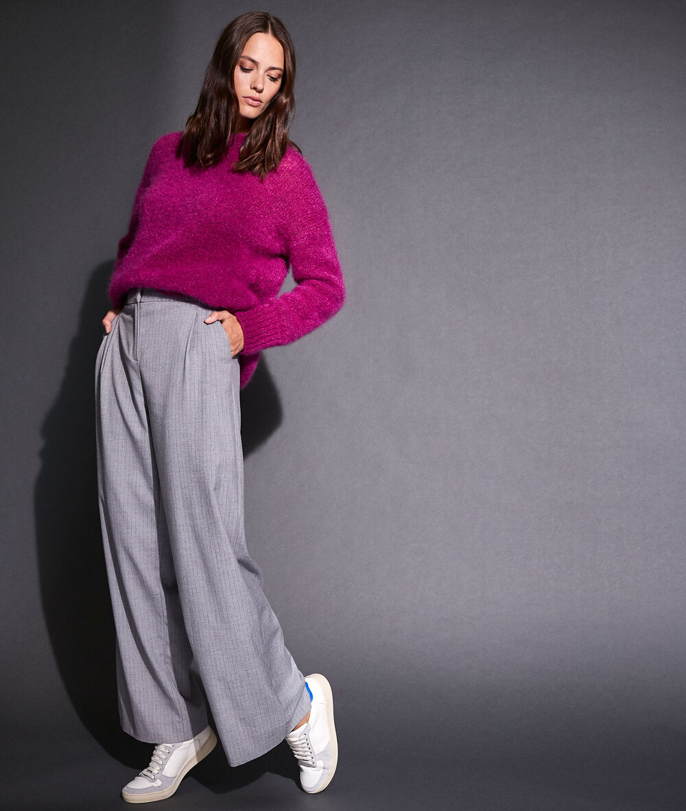 Pantalon large rayé gris marcel gris pale.
