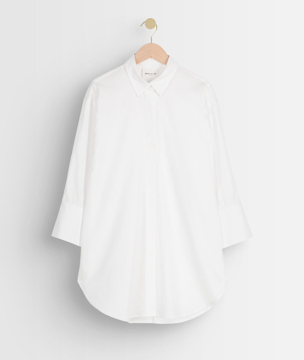 Lang en oversized hemd in wit katoen adoline blanc.