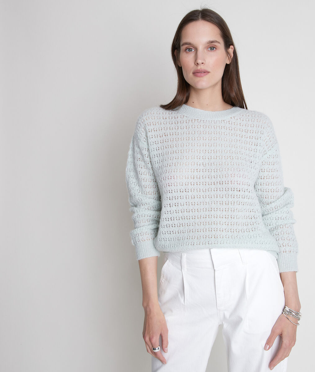 Pull en maille épaisse ajourée jade Tokyo | 1-2-3 Pull en maille épaisse ajourée jade Tokyo PhotoZ | 1-2-3