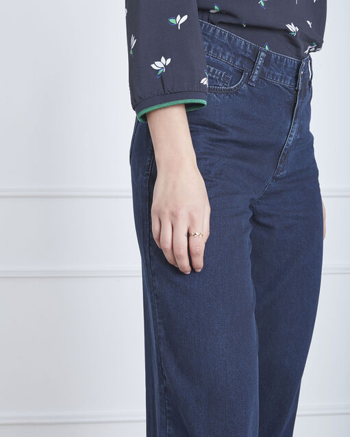 Jean flare taille haute chamade marine.