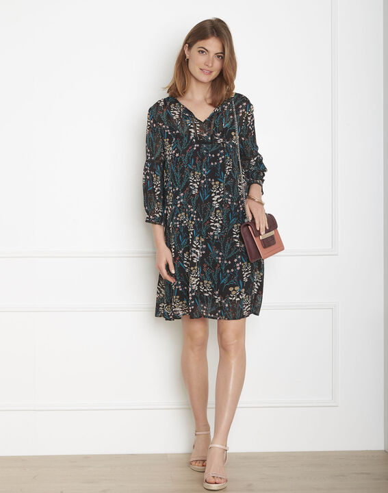 Robe noire imprimé fleuri Lava | 1-2-3 Robe noire imprimé fleuri Lava PhotoZ | 1-2-3