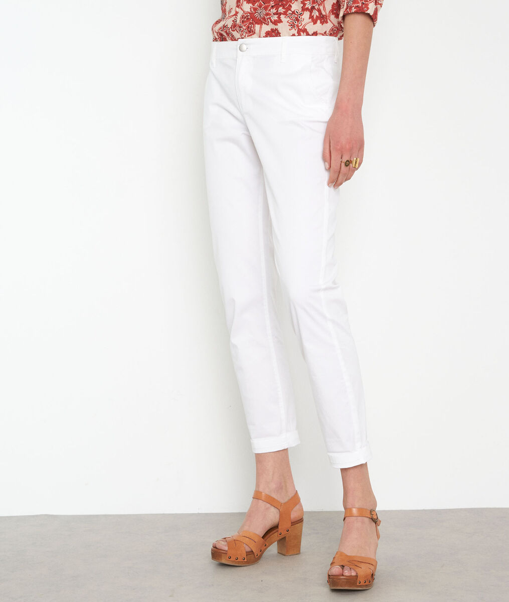Pantalon droit en coton blanc Francis | 1-2-3 Pantalon droit en coton blanc Francis PhotoZ | 1-2-3