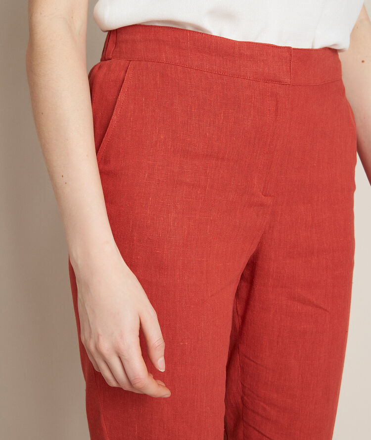 Pantalon cigarette en lin ilane tomette.