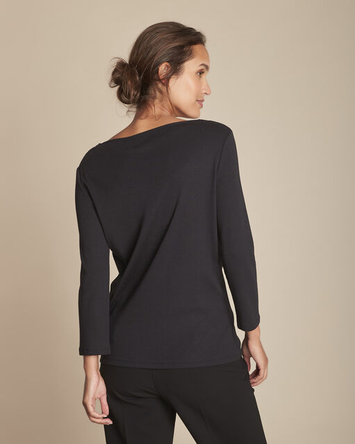 Tee-shirt noir col v carla noir.