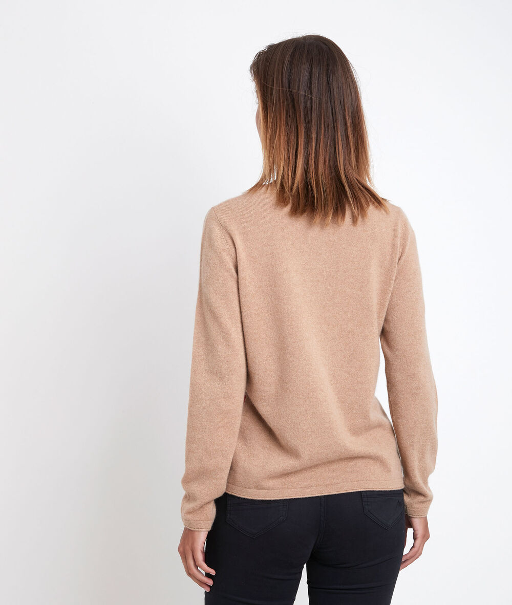 Pull en cachemire colorblock raven geranium.