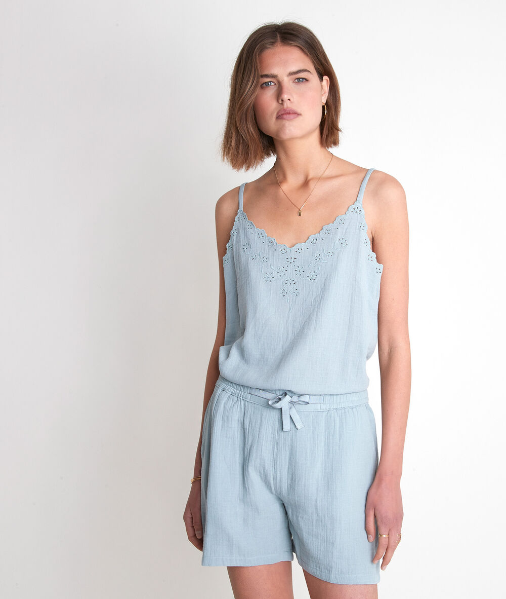 Top en coton céladon tasmani celadon.