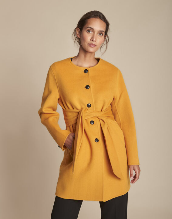 Manteau jaune double face en laine mélangée Thea | 1-2-3 Manteau jaune double face en laine mélangée Thea PhotoZ | 1-2-3