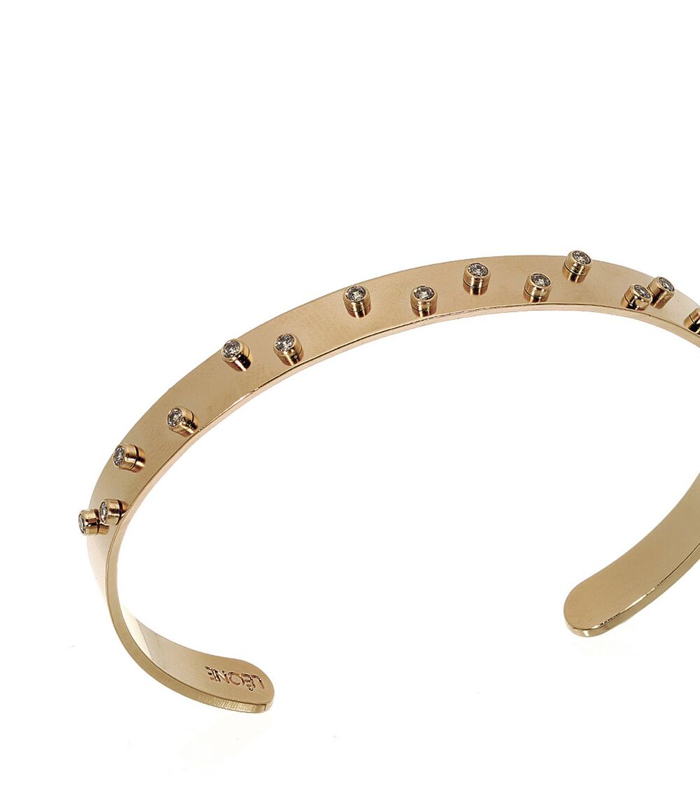 Bracelet jonc zircons or bijoux léone or.