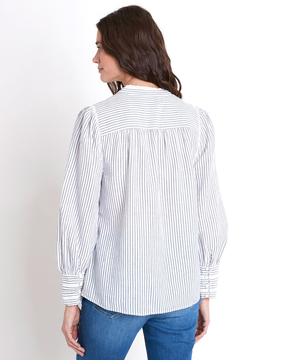 Blouse brodée rayée johana anthracite.