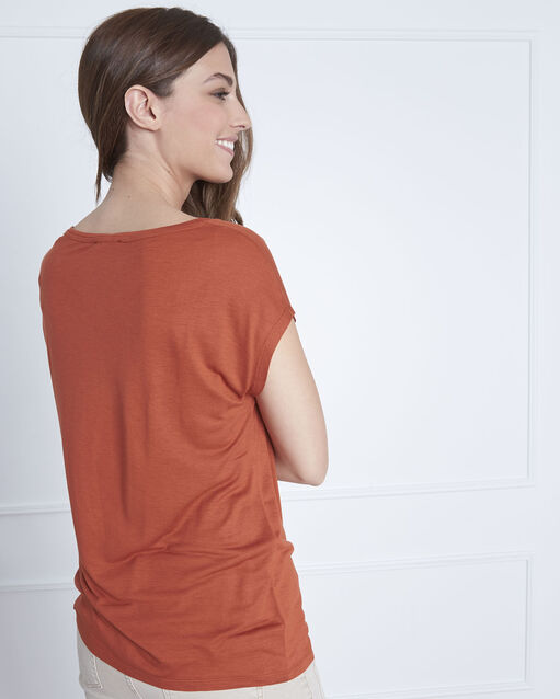 Tee-shirt orange col rond pippa sable.