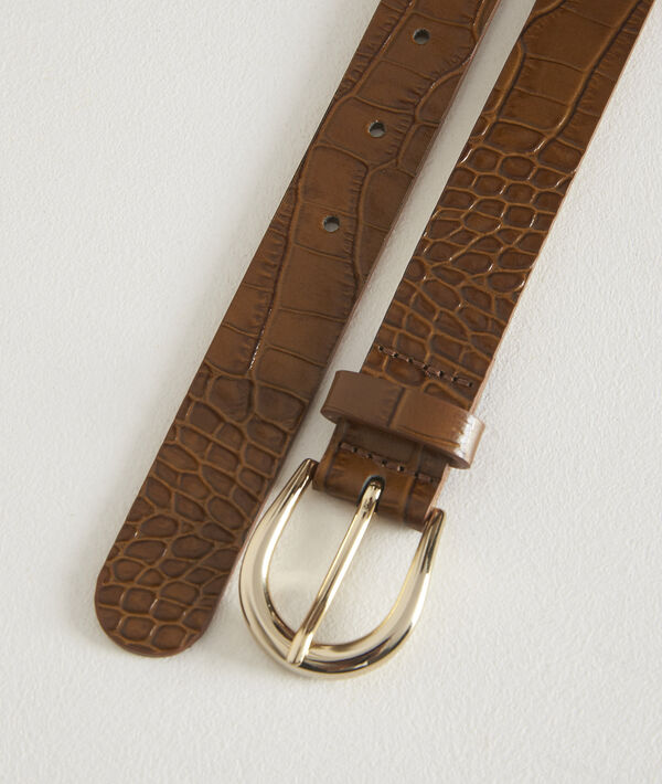 Ceinture en cuir croco tabac Karine | 1-2-3 Ceinture en cuir croco tabac Karine PhotoZ | 1-2-3