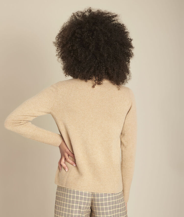 Pull en cachemire havane flocon camel.