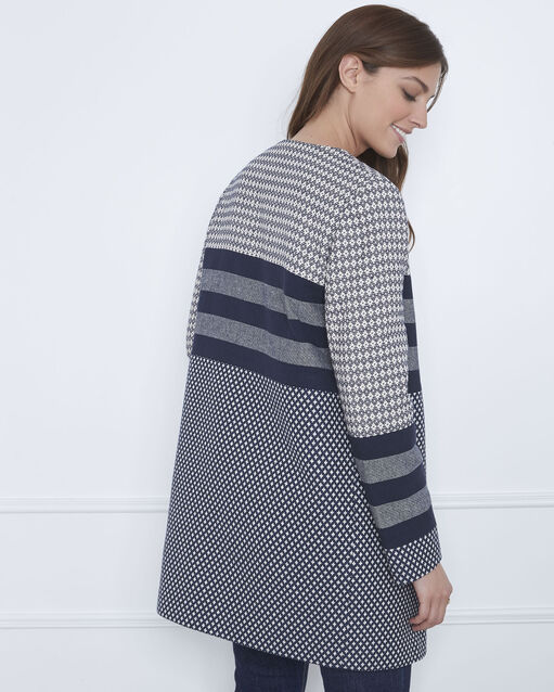 Manteau marine jacquard droit darling marine.