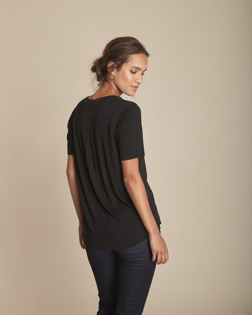 Blouse noire bimatière maeline noir.