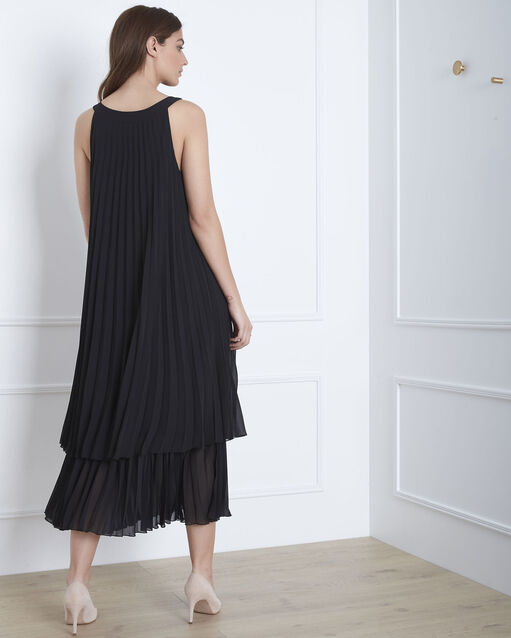 Robe noire longue plissée nice noir.