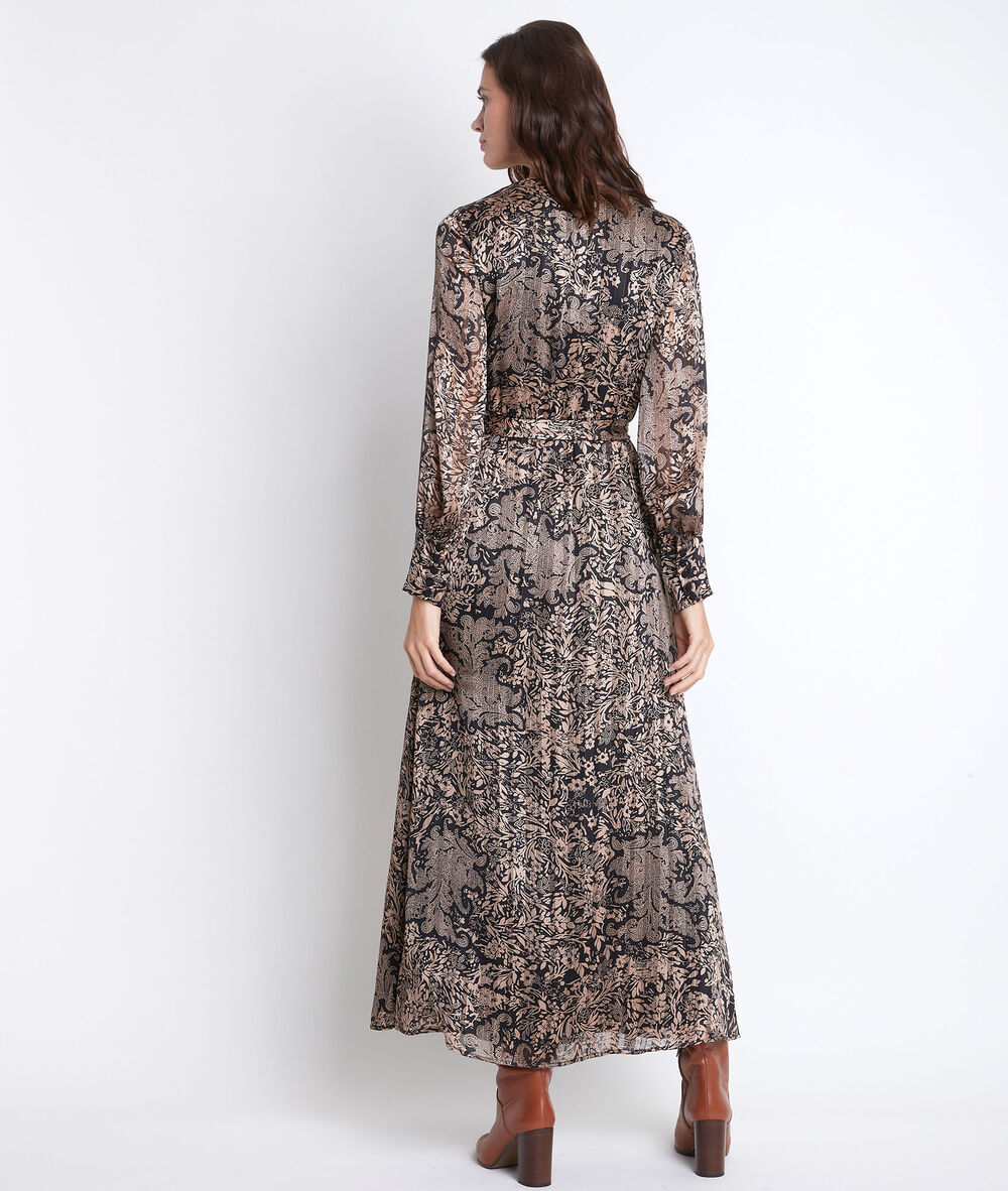 Robe longue imprimée cathel noir.
