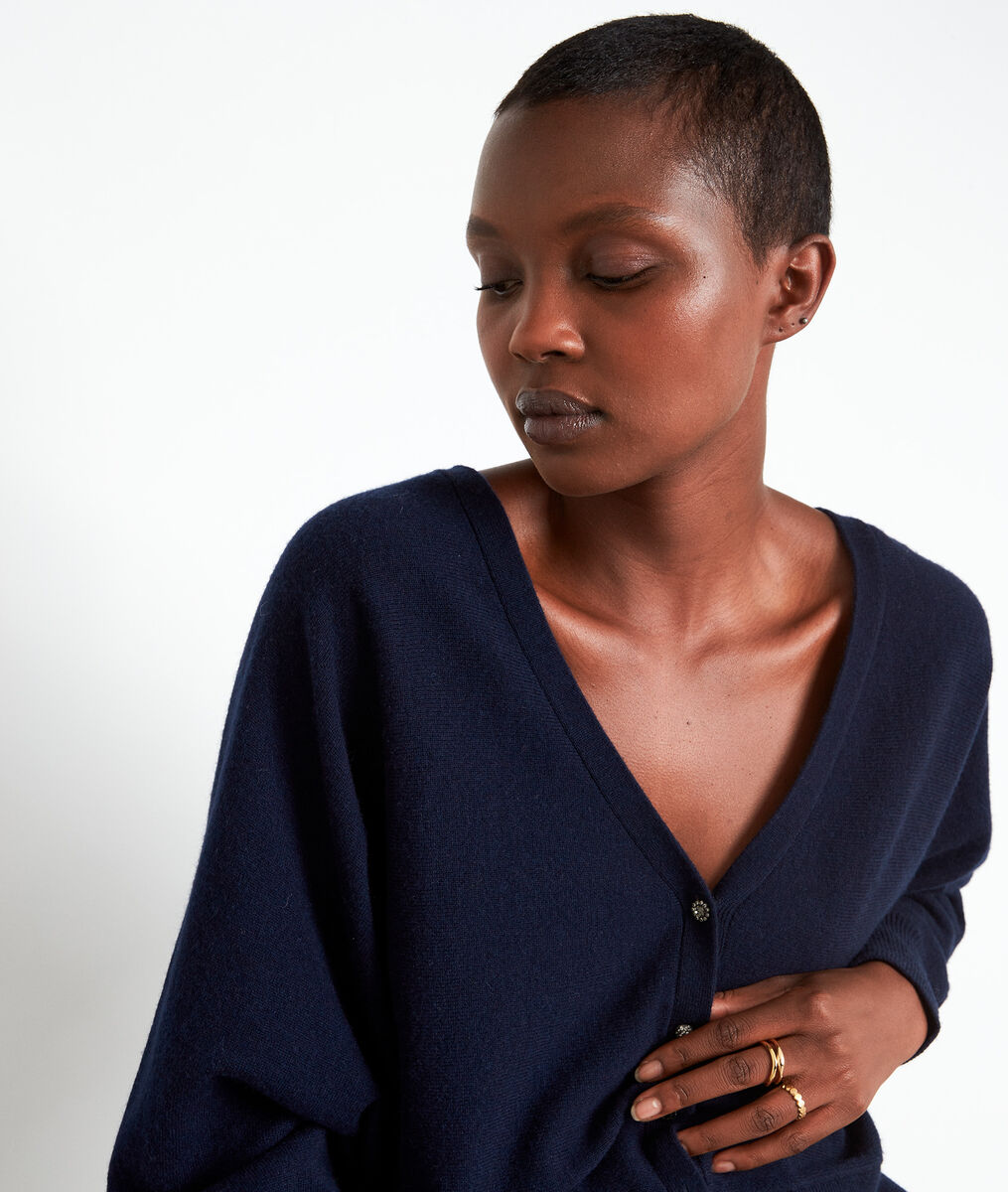 Marineblauwe cardigan van gerecyclede wol en kasjmier Tess | 1-2-3 Marineblauwe cardigan van gerecyclede wol en kasjmier Tess PhotoZ | 1-2-3