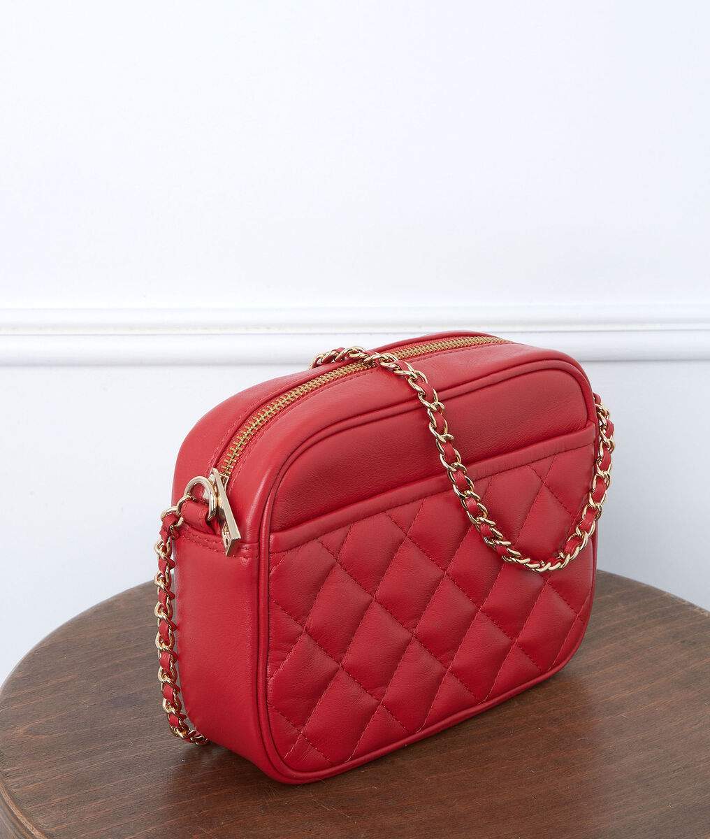 Pochette en cuir matelassée rouge Dan | 1-2-3 Pochette en cuir matelassée rouge Dan PhotoZ | 1-2-3