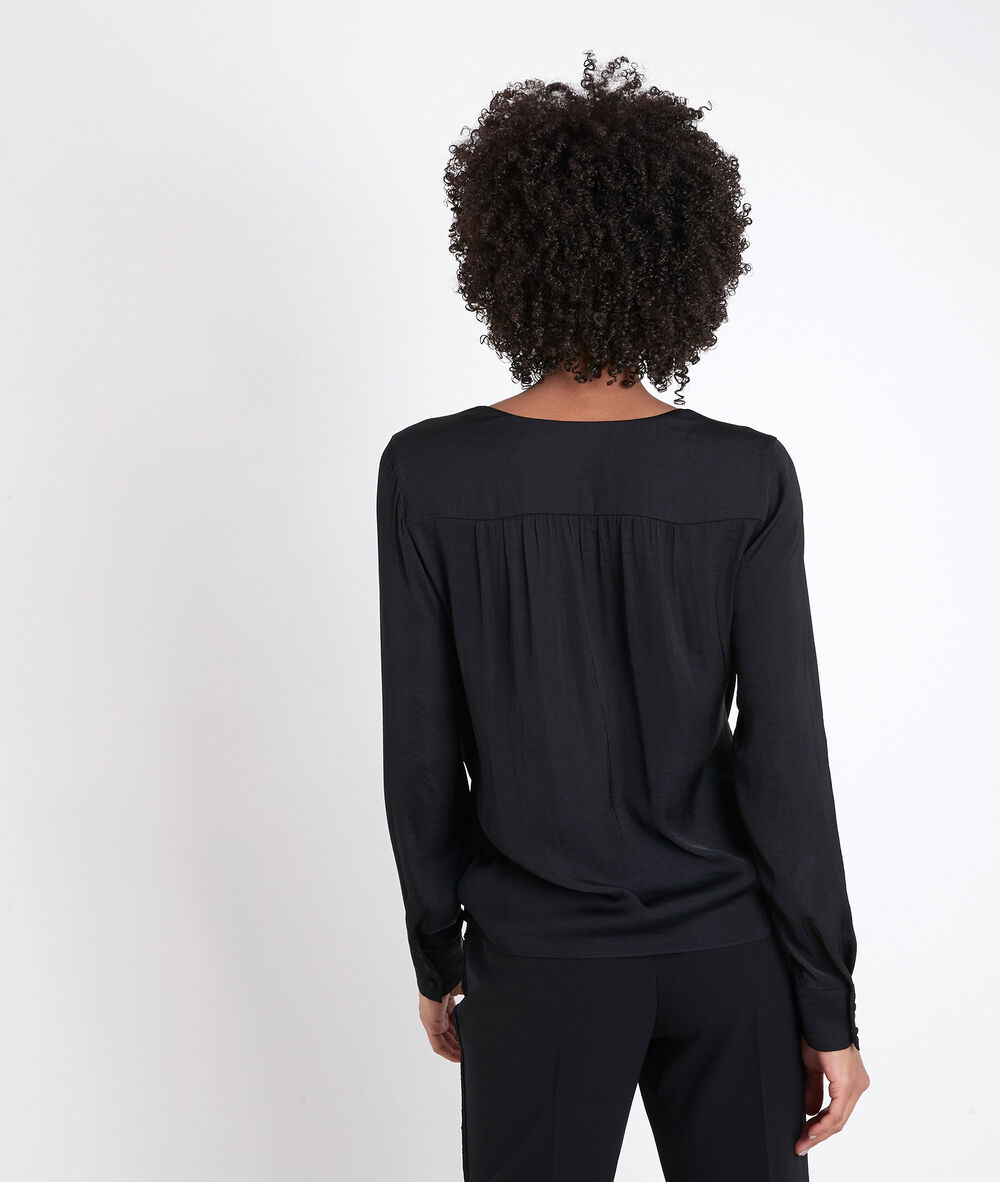 Blouse drapée noire jalila noir.