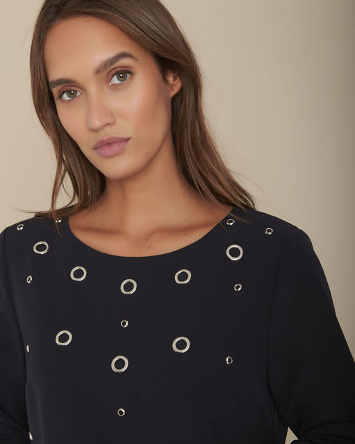 Robe droite à oeillets ivi marine.
