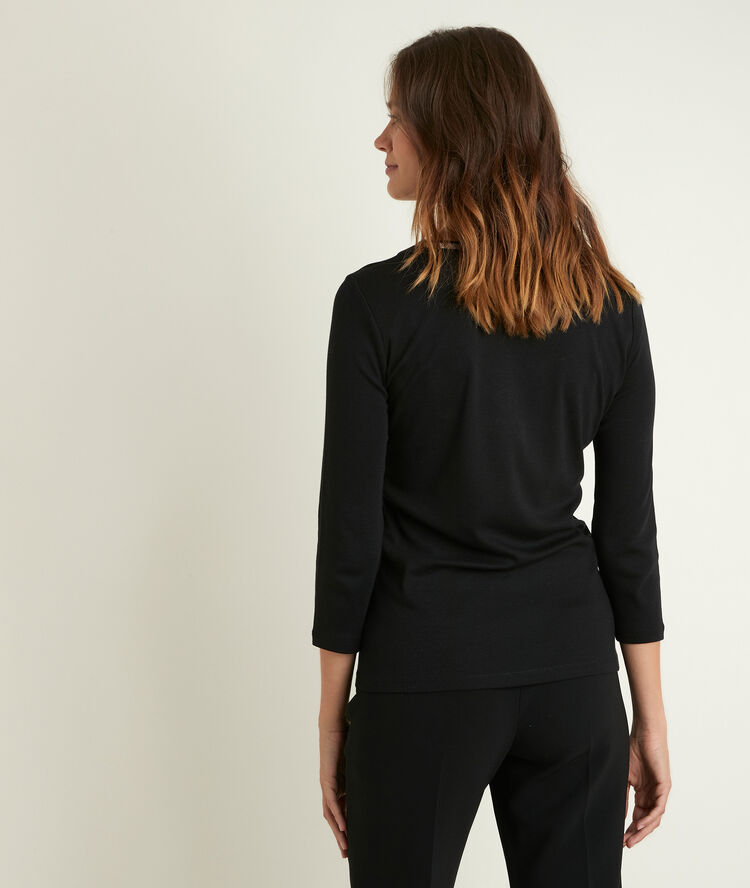 Tee-shirt noir col fantaisie calypso noir.