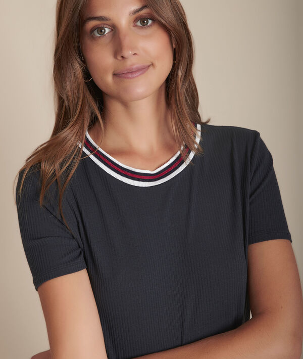Tee-shirt côtelé encolure rayé Carl | 1-2-3 Tee-shirt côtelé encolure rayé Carl PhotoZ | 1-2-3