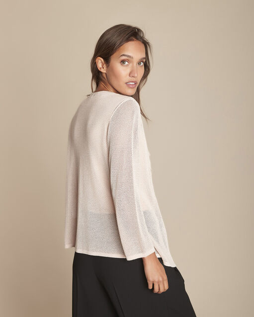 Gilet rose pâle en viscose métallisé noisette violine.
