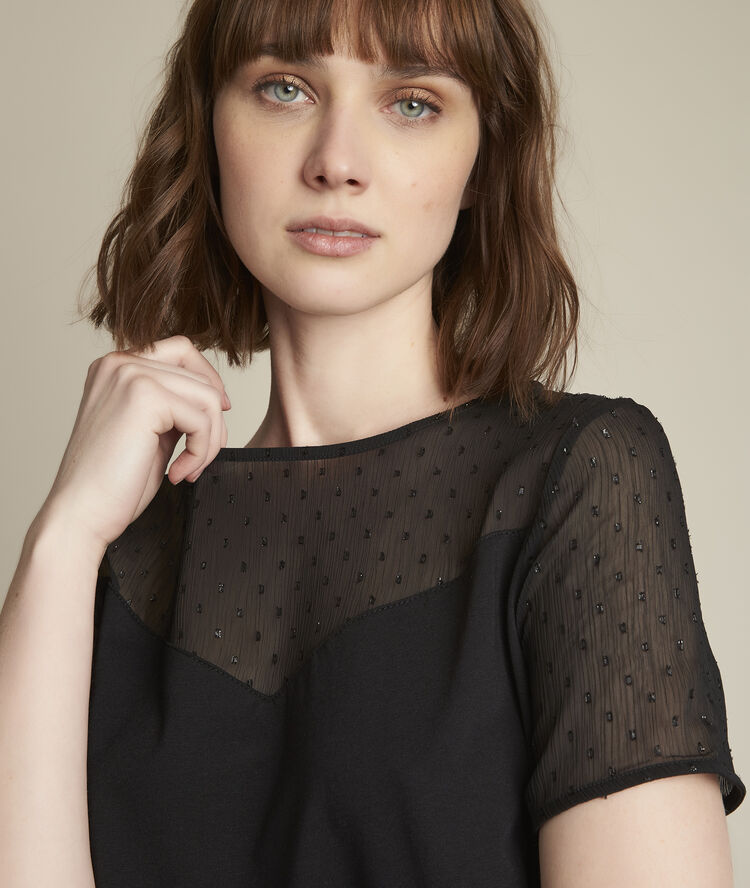 Tee-shirt plumetis romane noir.