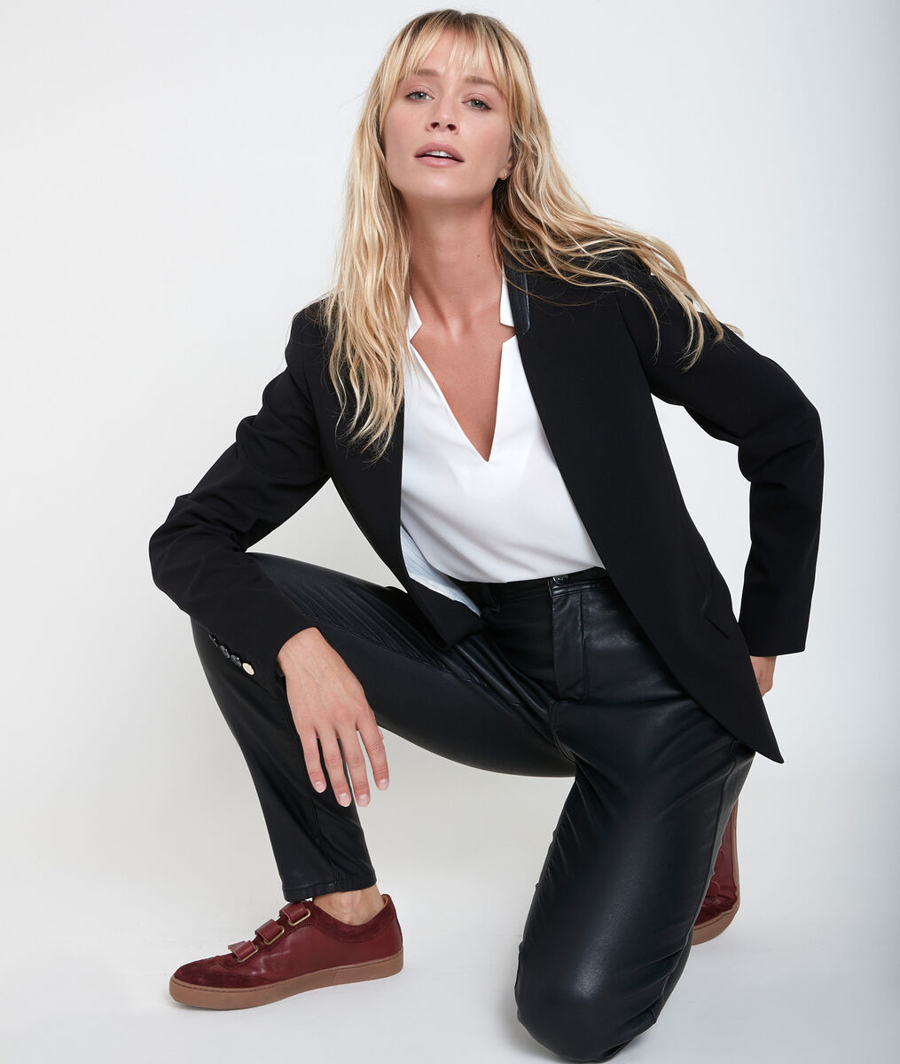 Veste noire en microfibre Talia | 1-2-3 Veste noire en microfibre Talia PhotoZ | 1-2-3