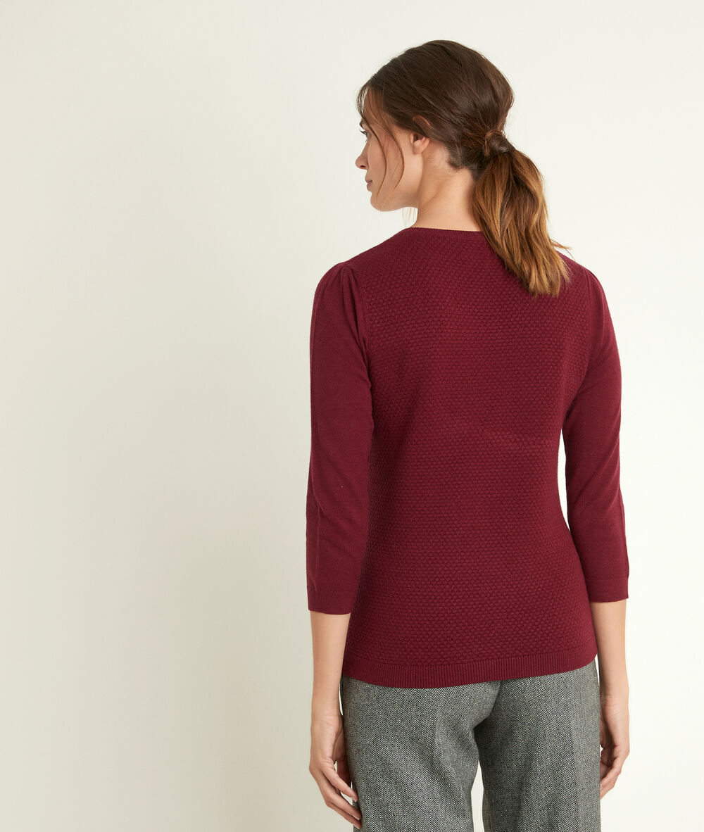 Pull bordeaux nid d'abeille rimel bordeaux.