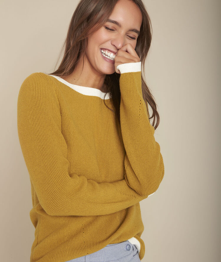Pull en maille perlée fast ocre.