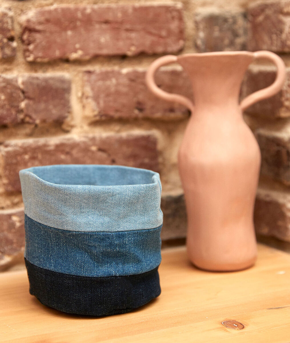 Cache pot en denim eco-responsable | 1-2-3 Cache pot en denim eco-responsable PhotoZ | 1-2-3