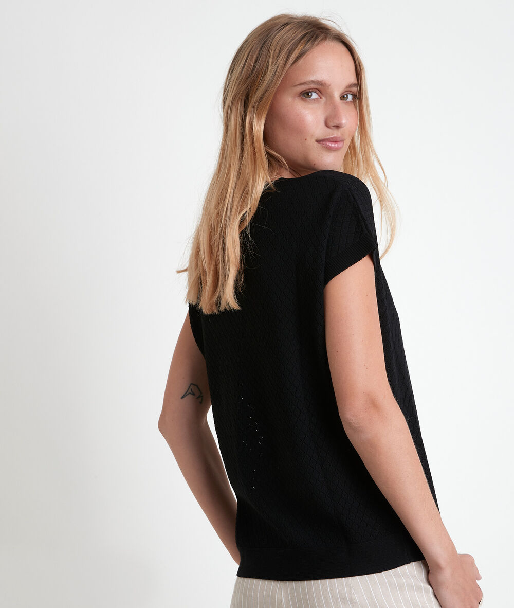 Pull viscose ecovero® ajouré noir aline noir.