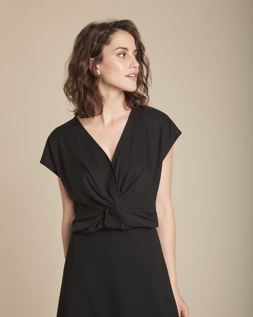 Tee-shirt cache-cœur noir Carine (2) - Maison 123