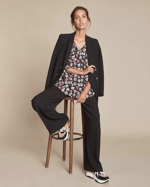 Blouse imprimé feuille miami noir.