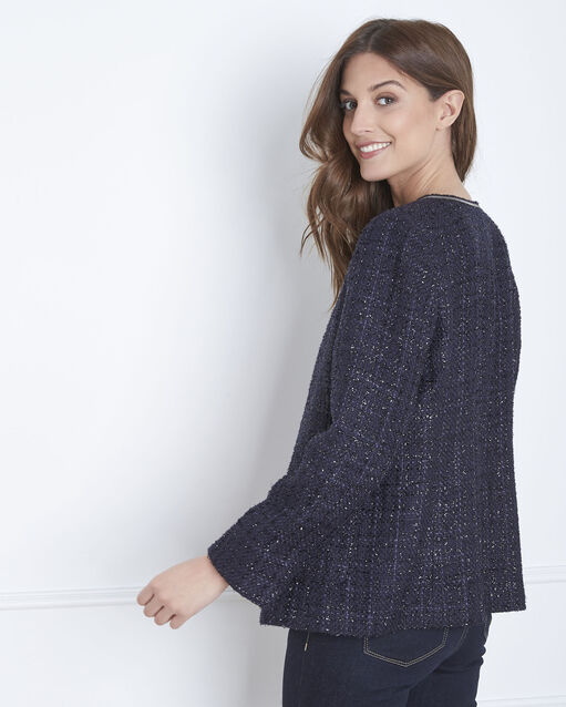Veste marine maille fantaisie lurex flavia marine.