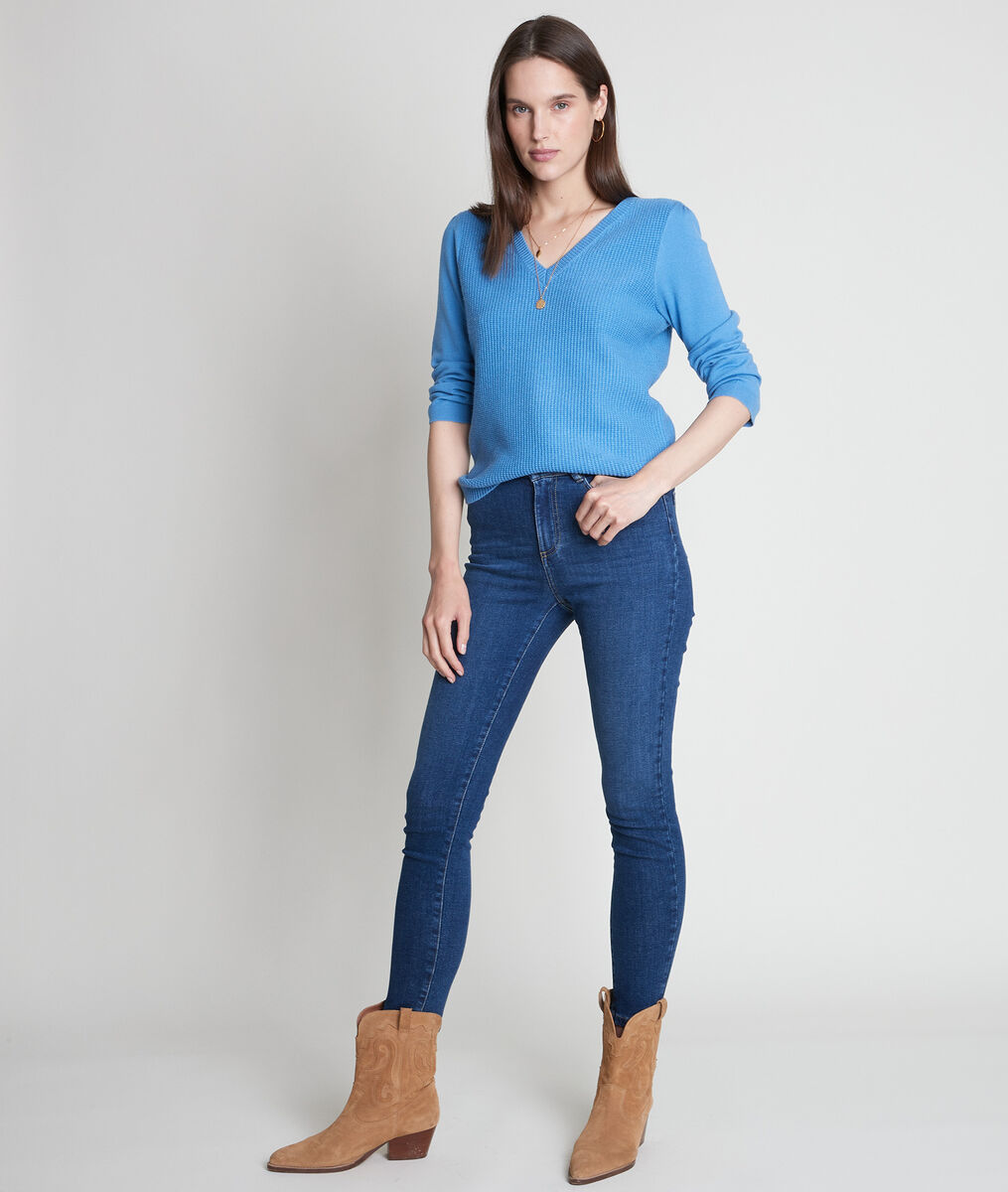 Pull en double maille bleu ciel Théa | 1-2-3 Pull en double maille bleu ciel Théa PhotoZ | 1-2-3